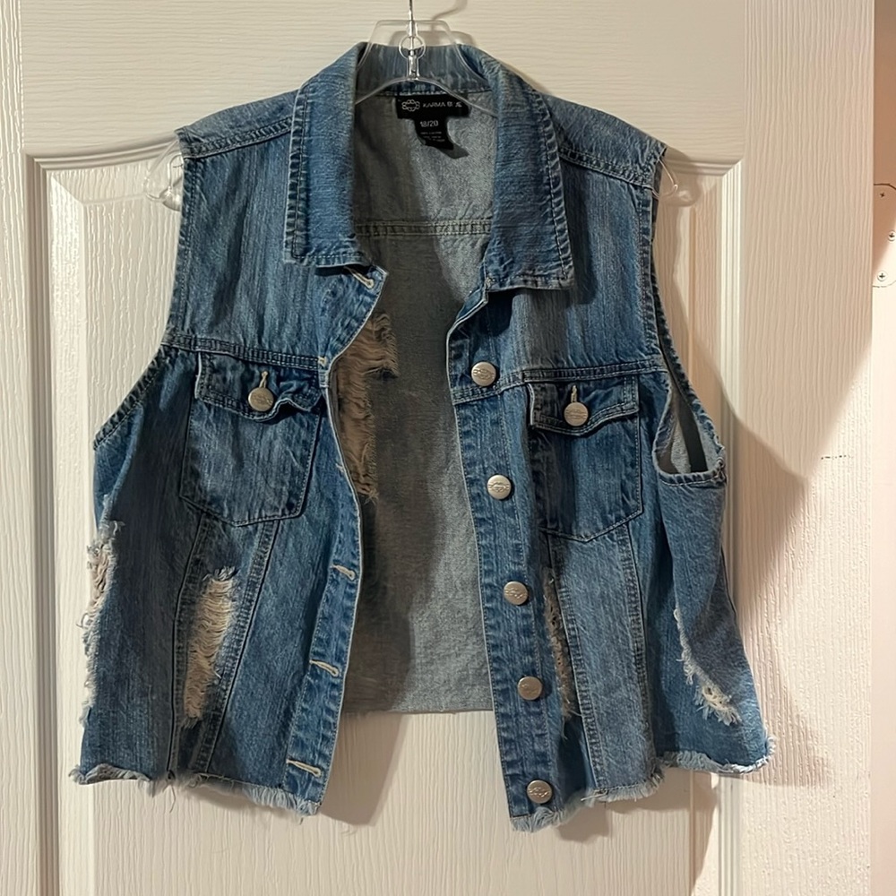 Distressed Denim Vest
